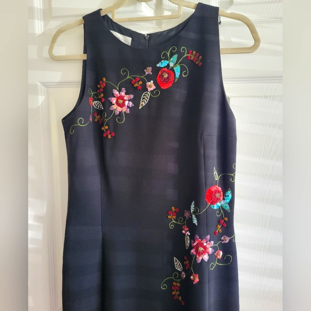 Vintage Maggy London Floral Sequined  Gown